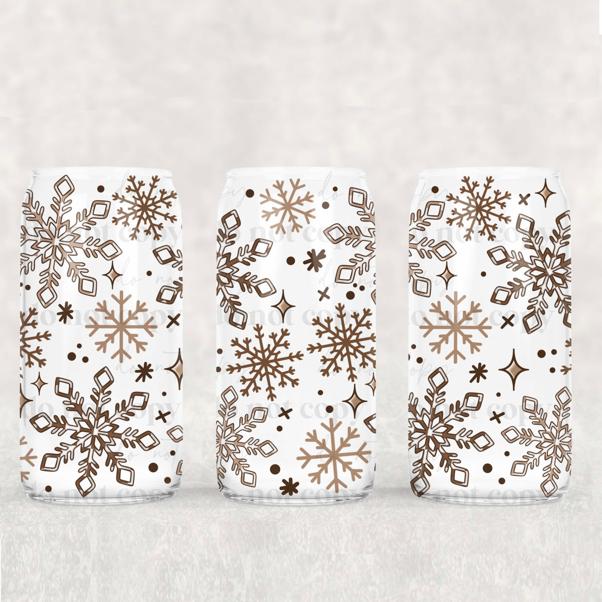 Neutral Snowflakes 16oz Glass Wrap