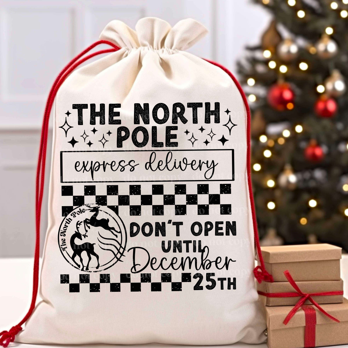 North Pole Express Delivery Santa Sack PNG