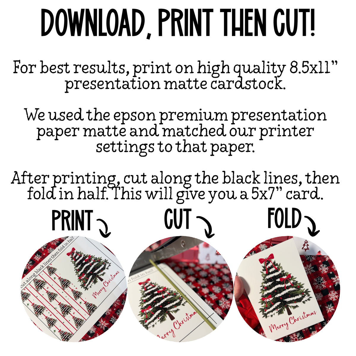 Merry Christmas Tree Printable Card: digital download