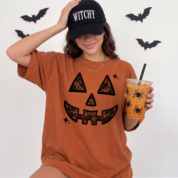 Lace Pumpkin Face single color PNG