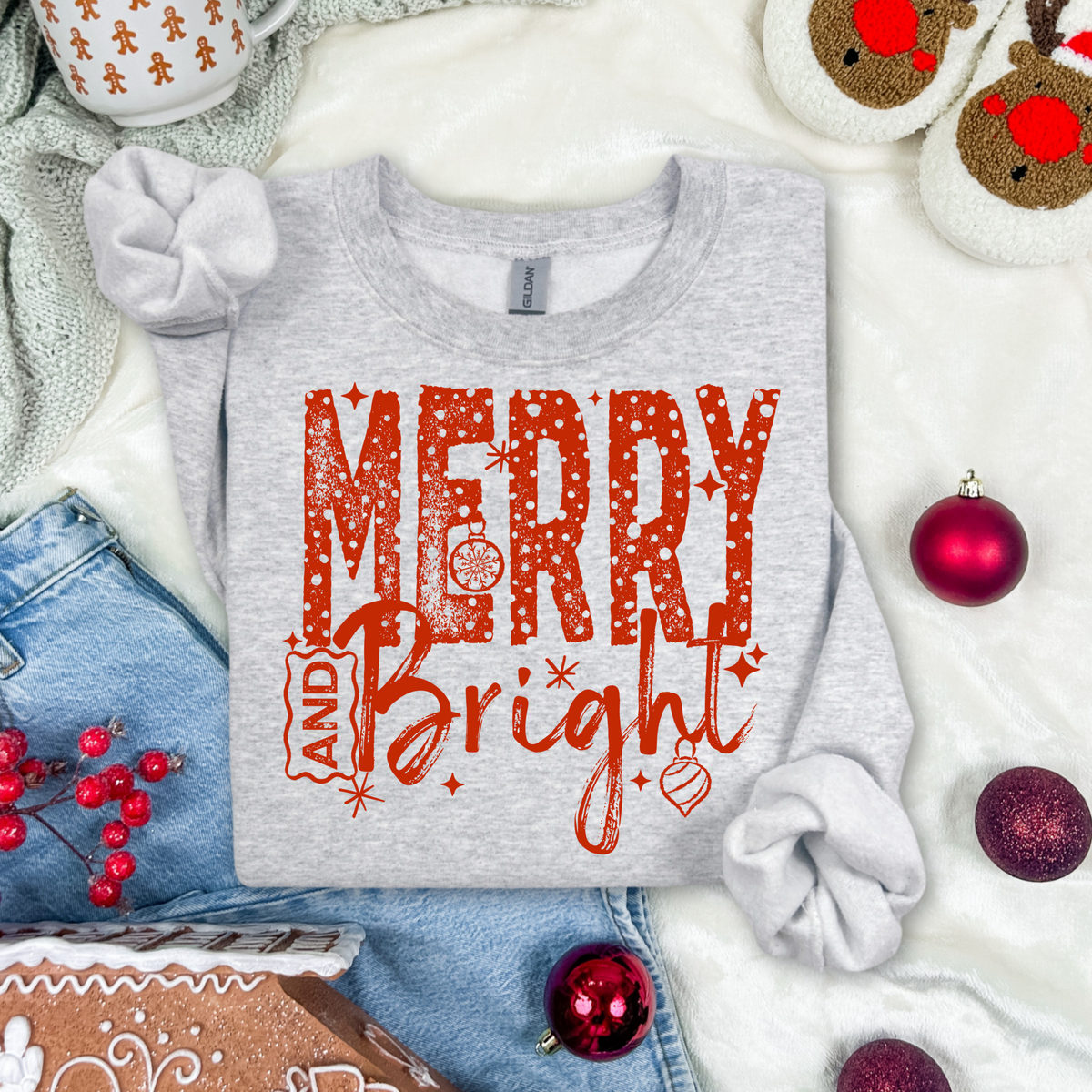 Merry and Bright Single Color PNG