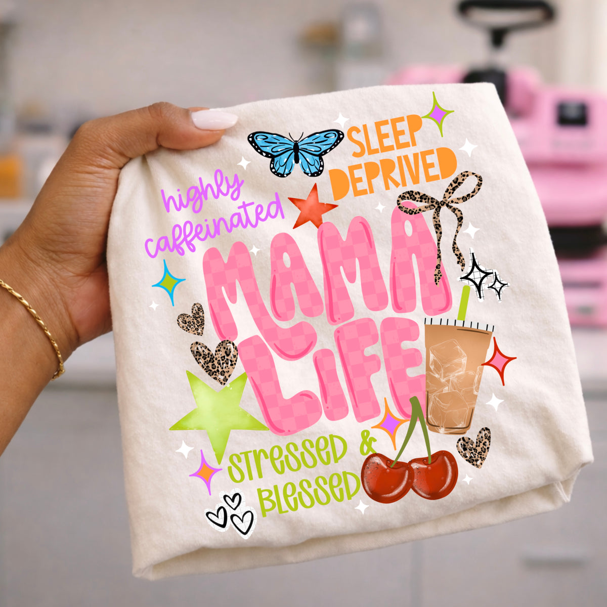 Mama Life with coffee and cherries PNG
