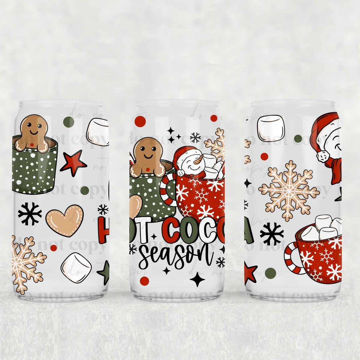 Red Hot Cocoa Season 16oz Glass Wrap