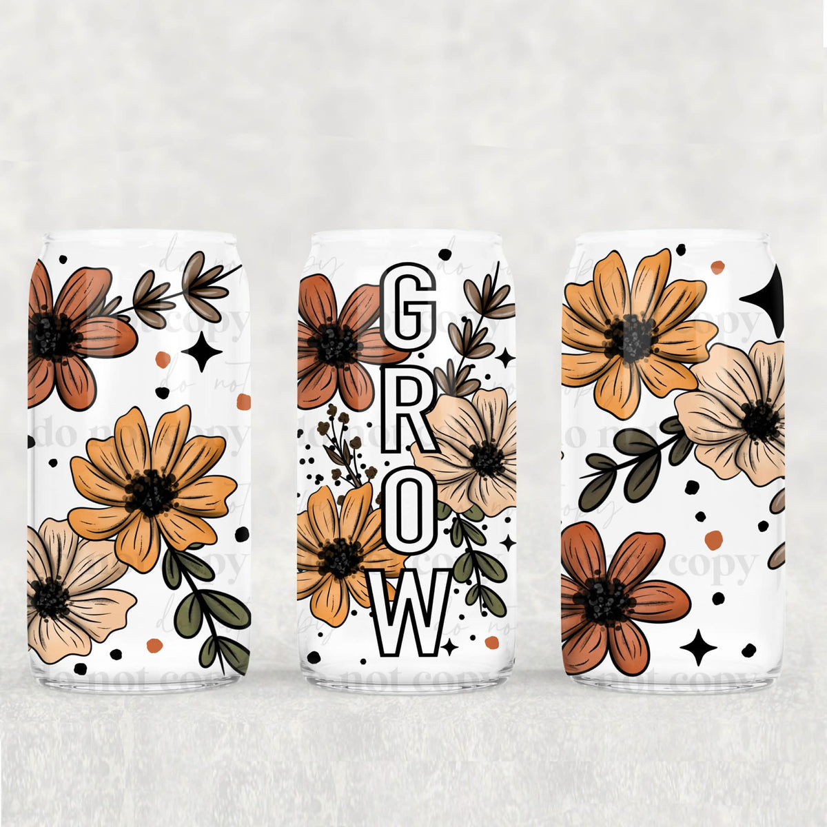 Floral Grow 16oz Glass Wrap