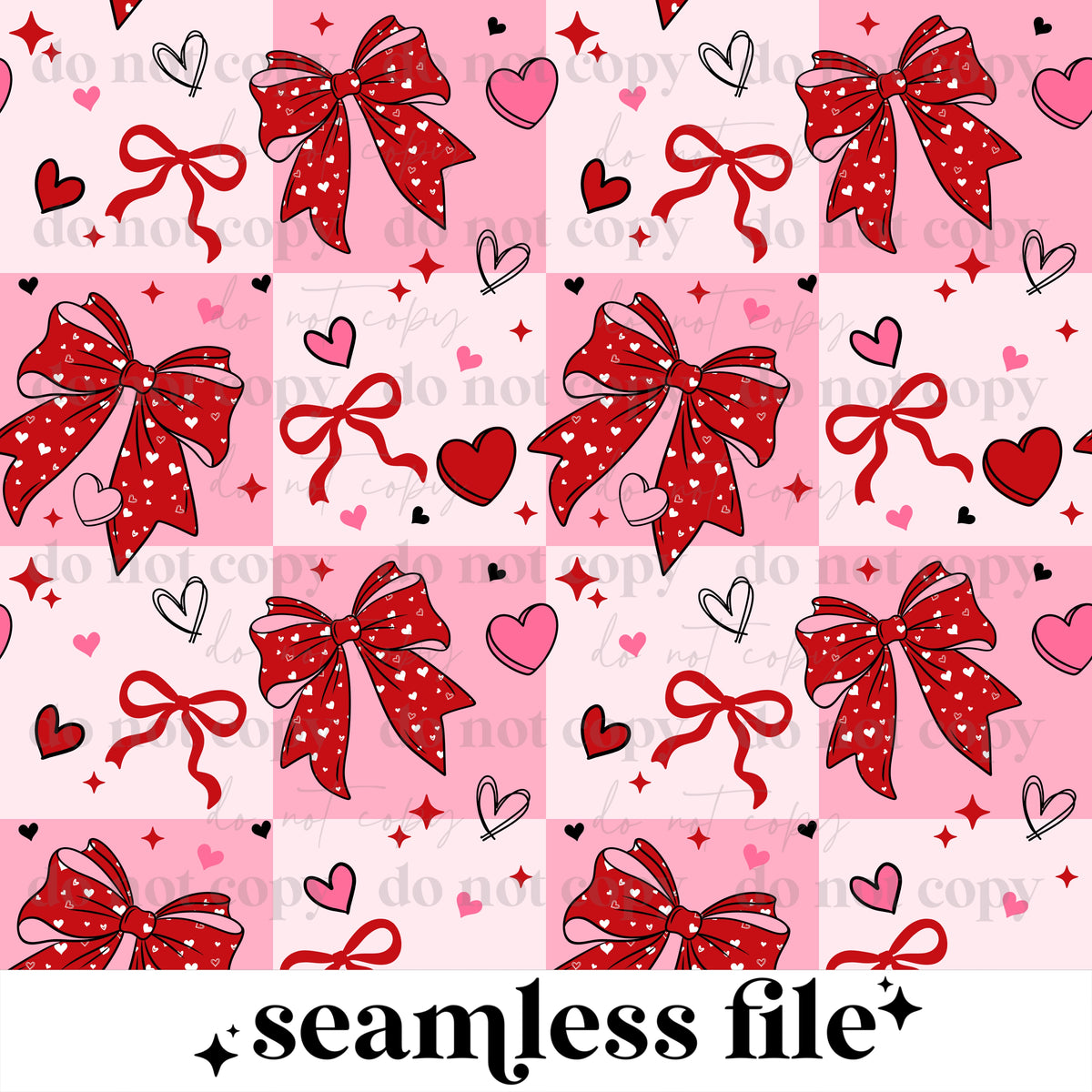Heart Bows Checker Seamless