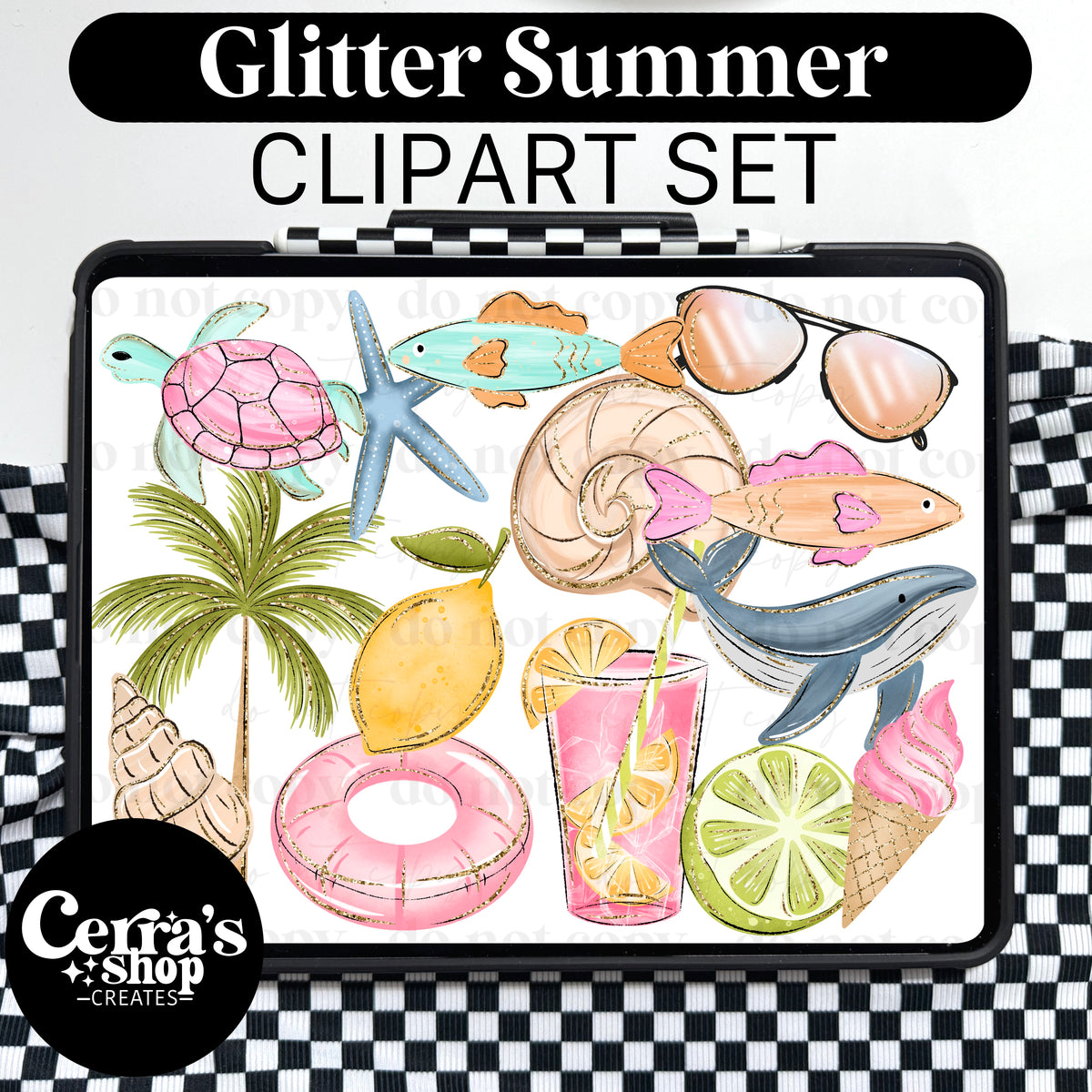 Glitter Summer Clipart Set