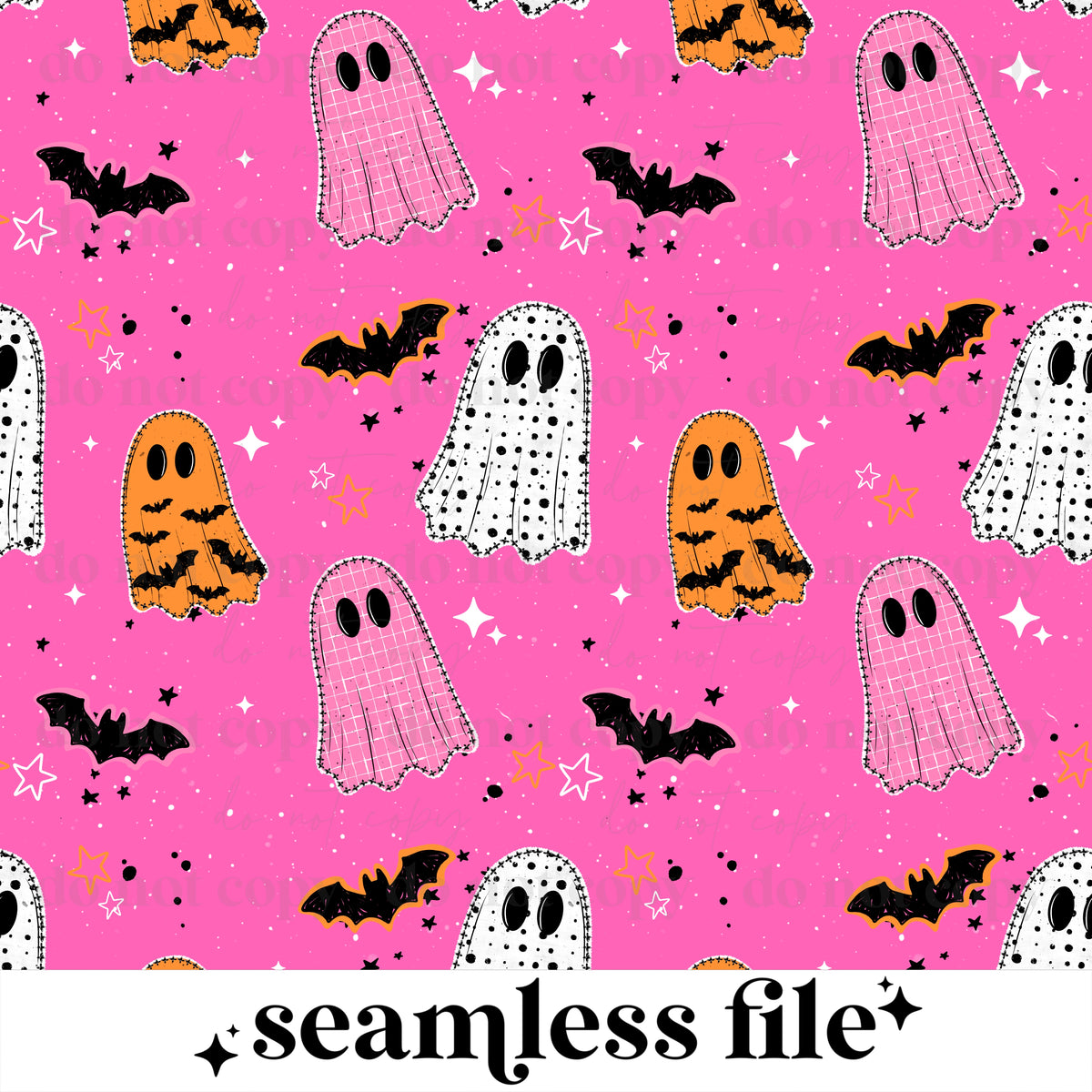 Pink & Orange Ghosties Seamless