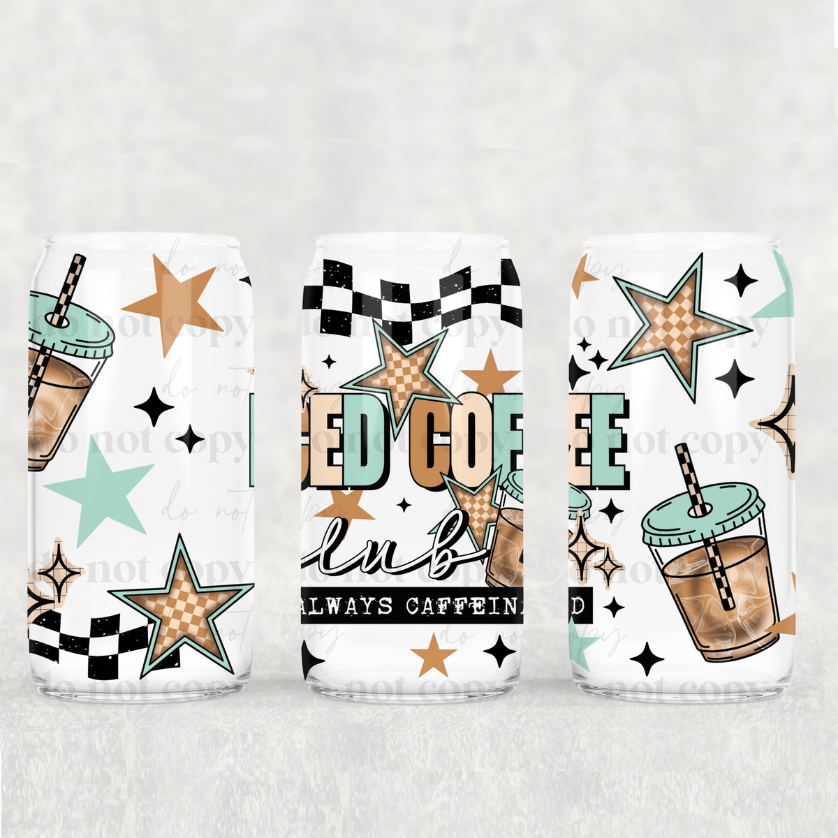 Iced coffee club 16oz Glass Wrap