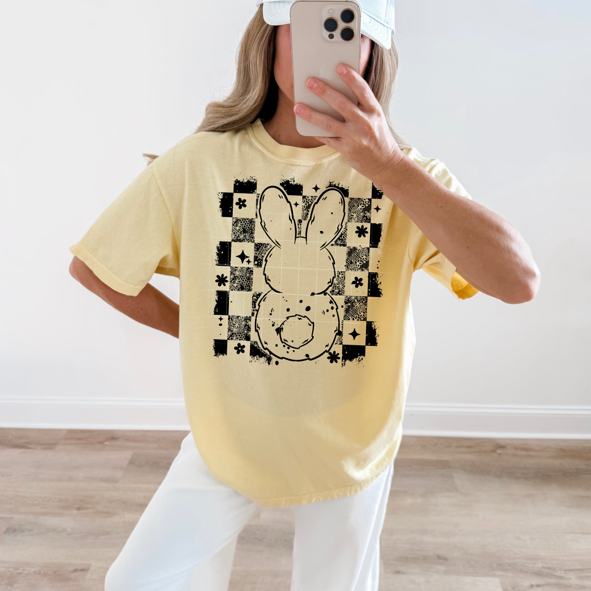 Distressed Bunny back single color PNG