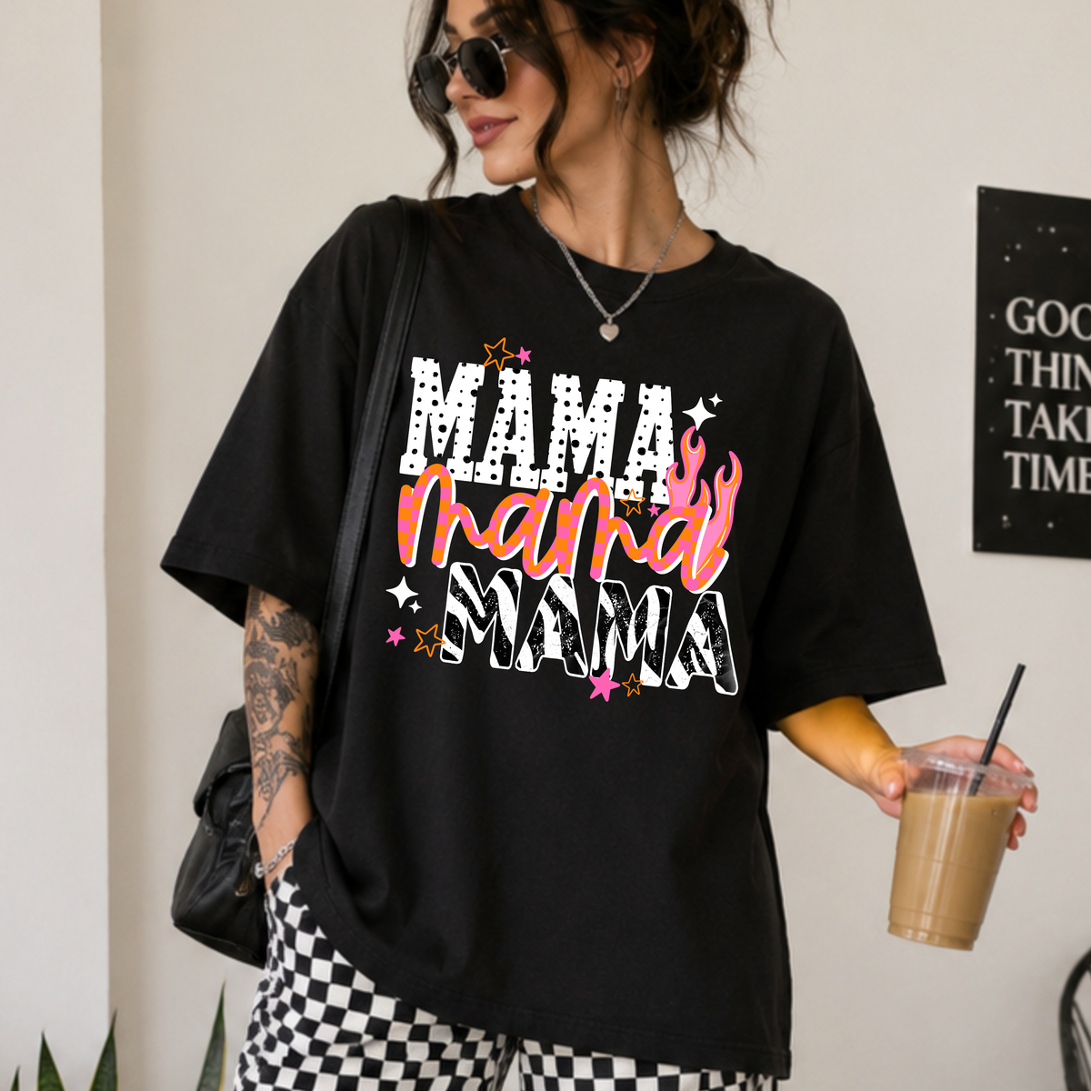 Mama pink and orange zebra PNG