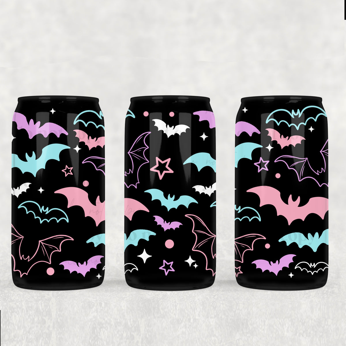 Pastel Bats 16oz Glass Wrap