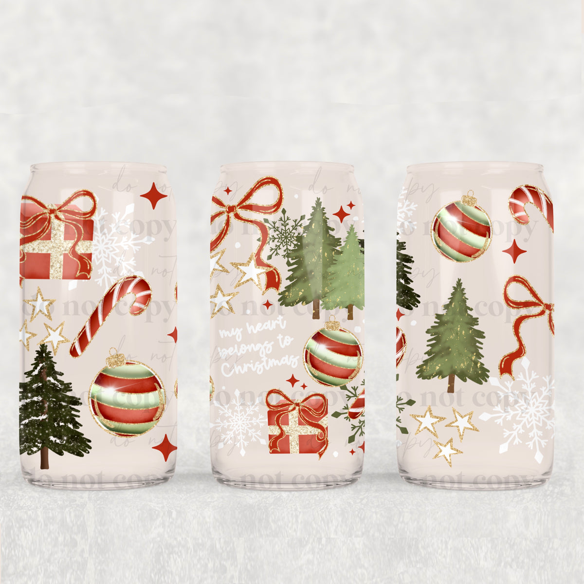 My Heart Belongs To Christmas 16oz Glass Wrap