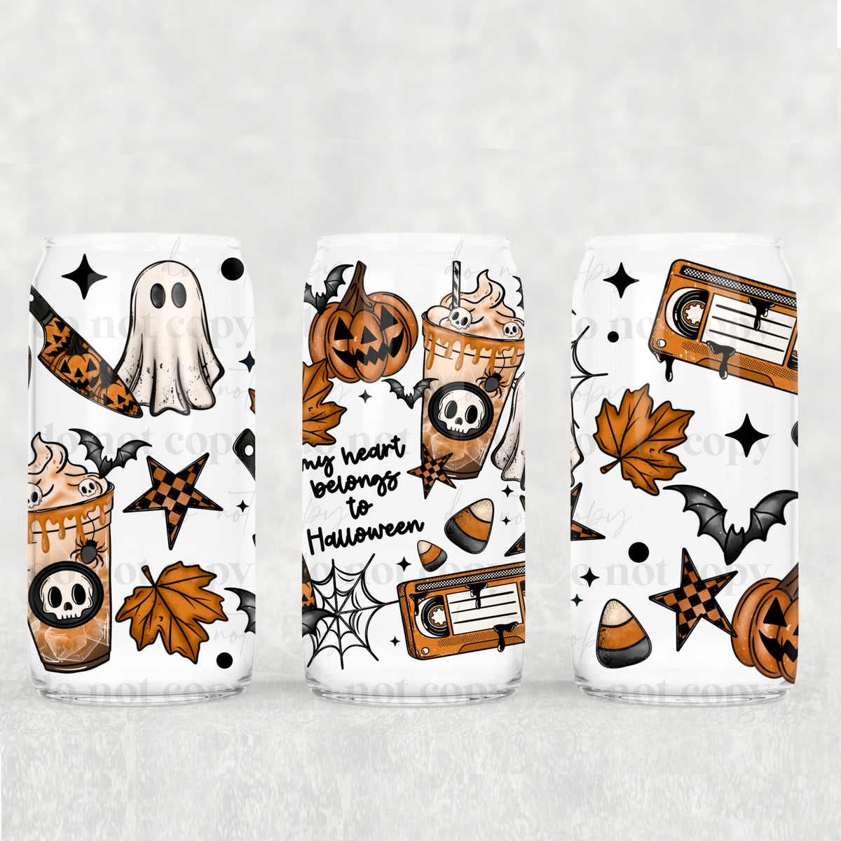 My Heart Belongs To Halloween 16oz Glass Wrap