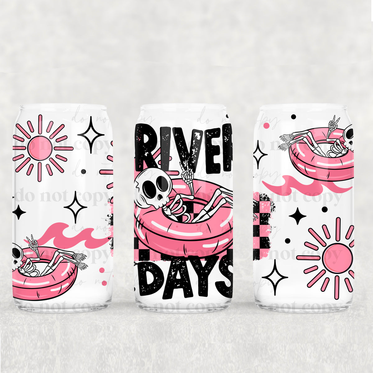 River Days 16 Oz Glass Wrap (pink and blue/yellow)