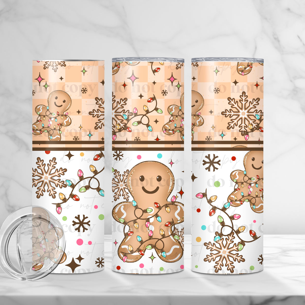 Gingerbread Christmas Lights 20 oz Tumbler Wrap