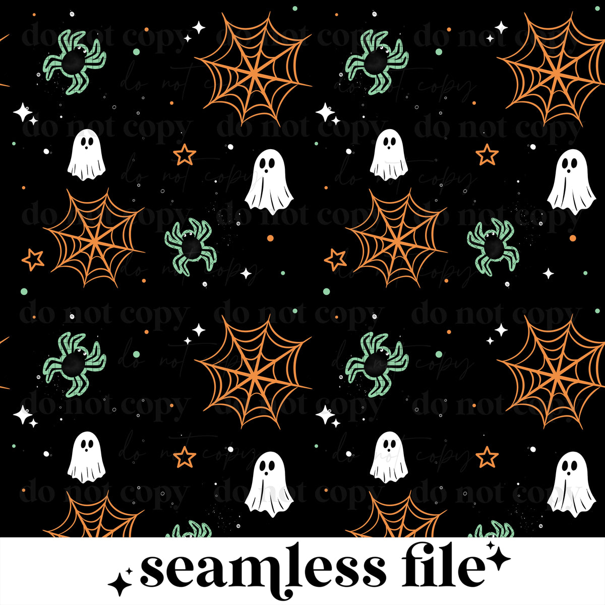 Mint & Orange spooky Seamless