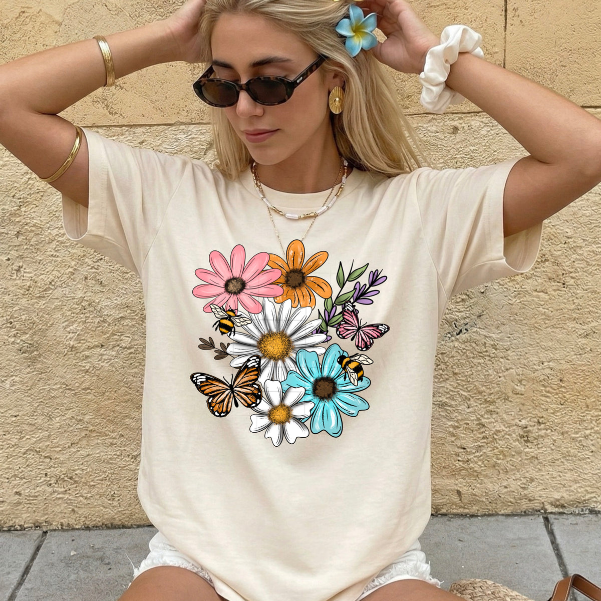 Florals Bees and Butterflies PNG