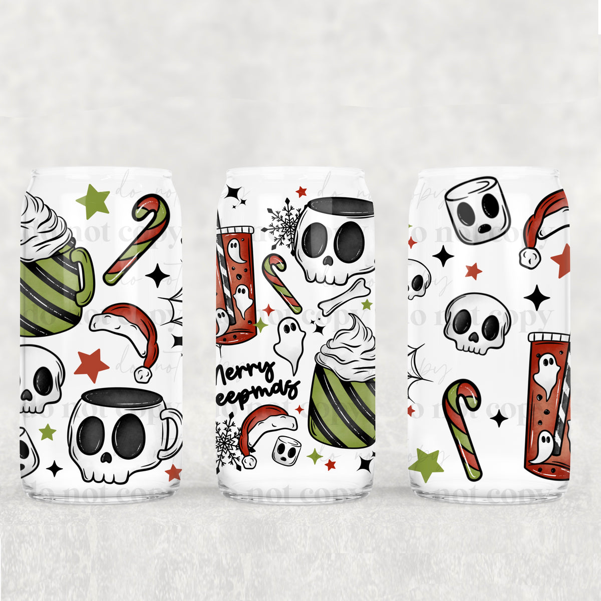 Merry Creepmas Coffee 16oz Glass Wrap