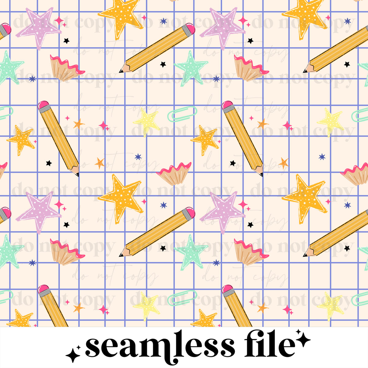 Pencils & Stars Seamless