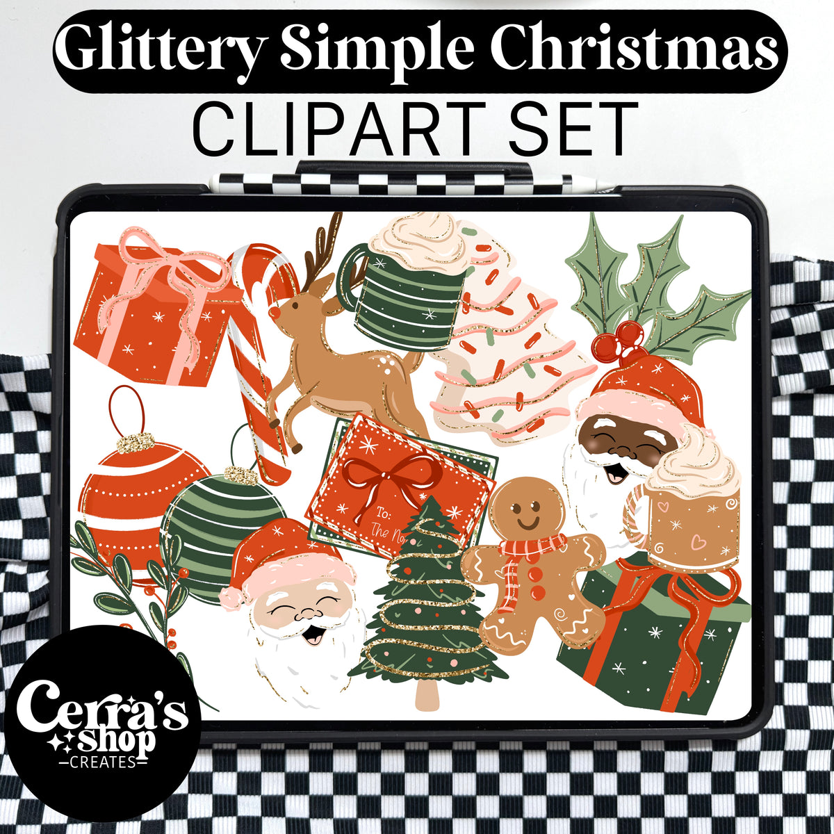 Glittery Christmas Clipart Set