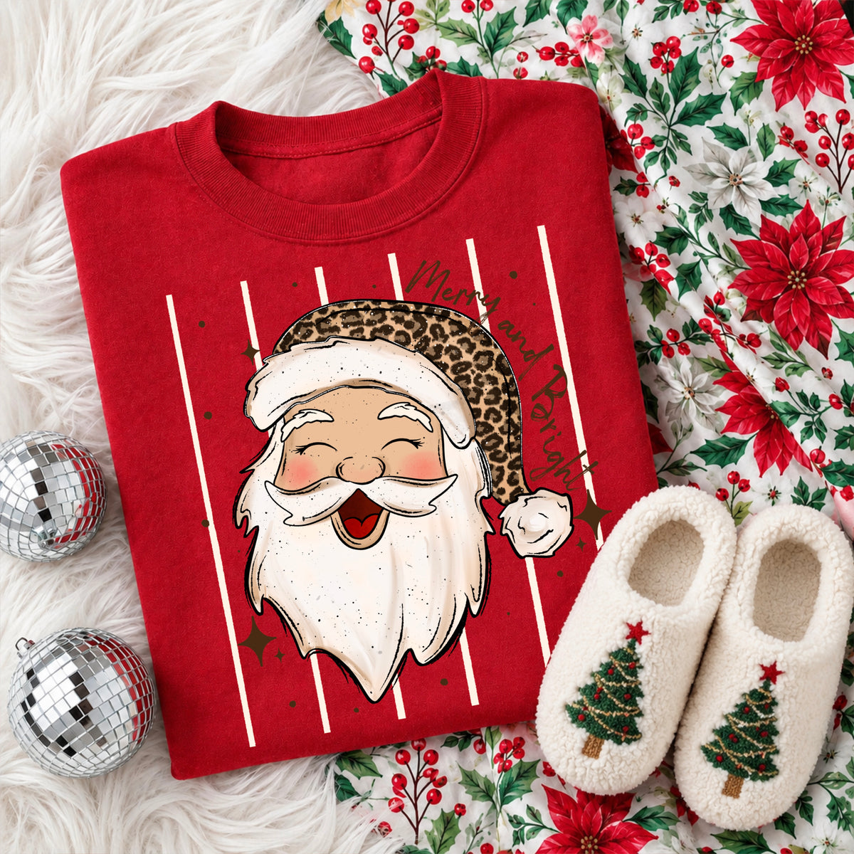 Merry and Bright Leopard Santa PNG
