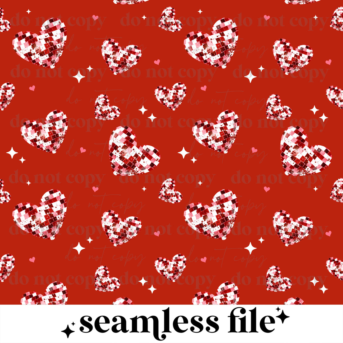 Disco Hearts red Seamless