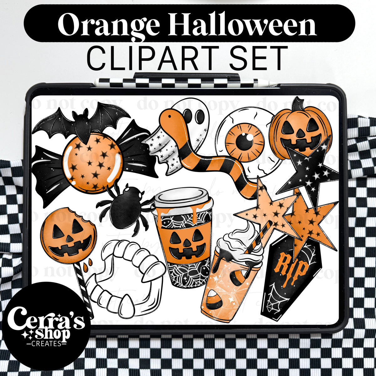 Orange & Black Spooky Clipart Set