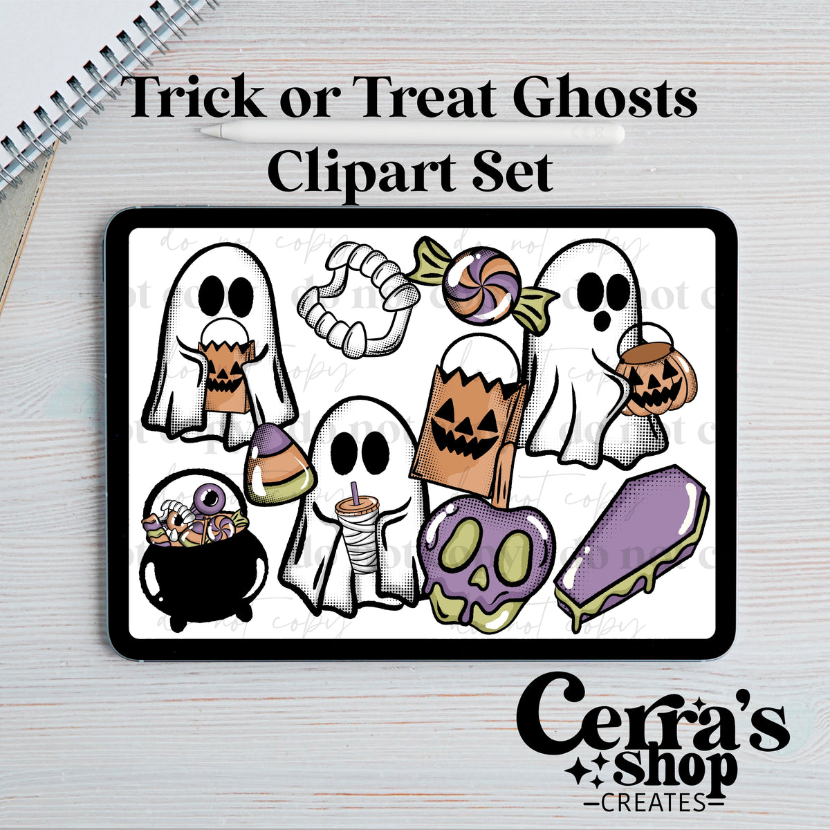 Trick Or Treat Ghosts Clipart set