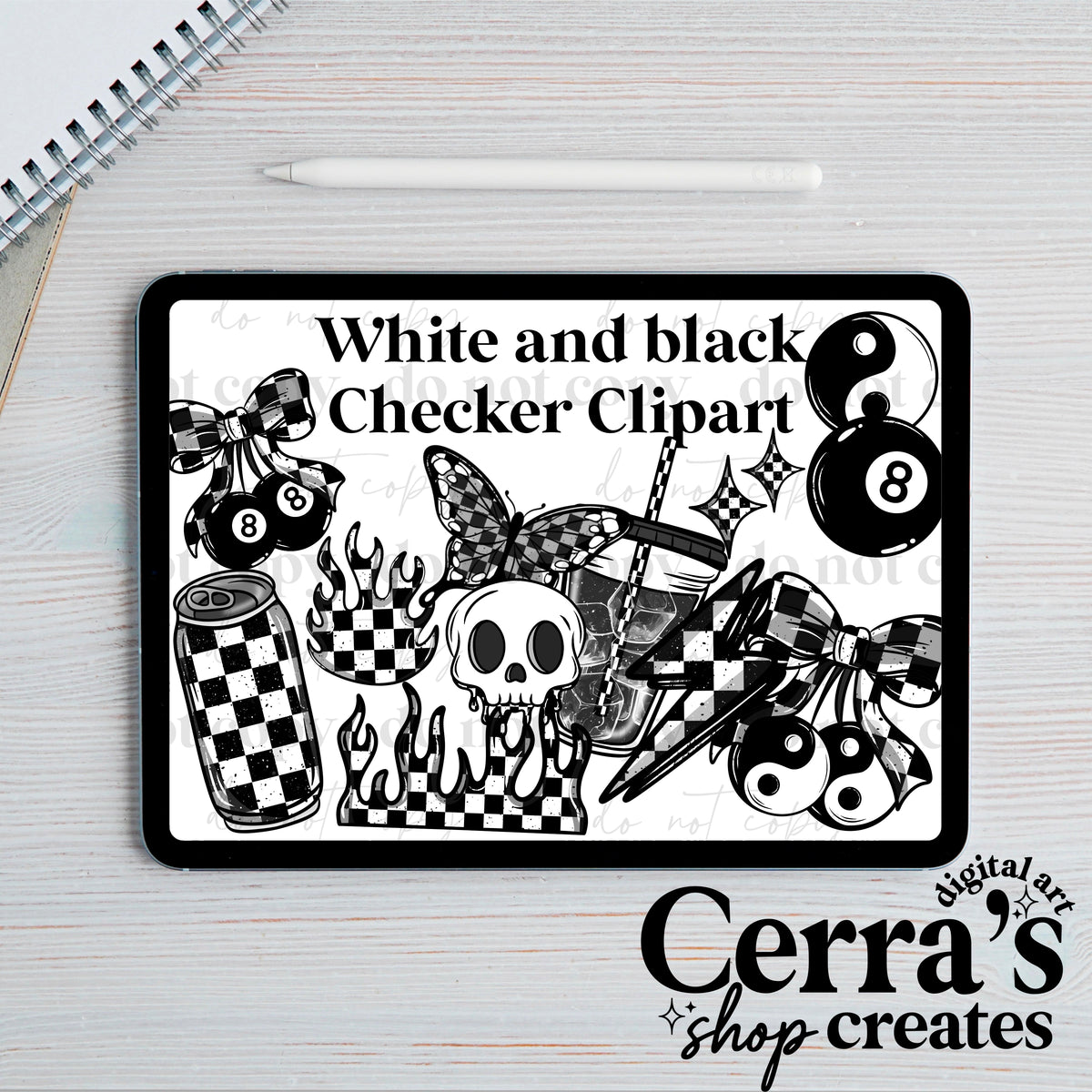 Black Checker Clipart set