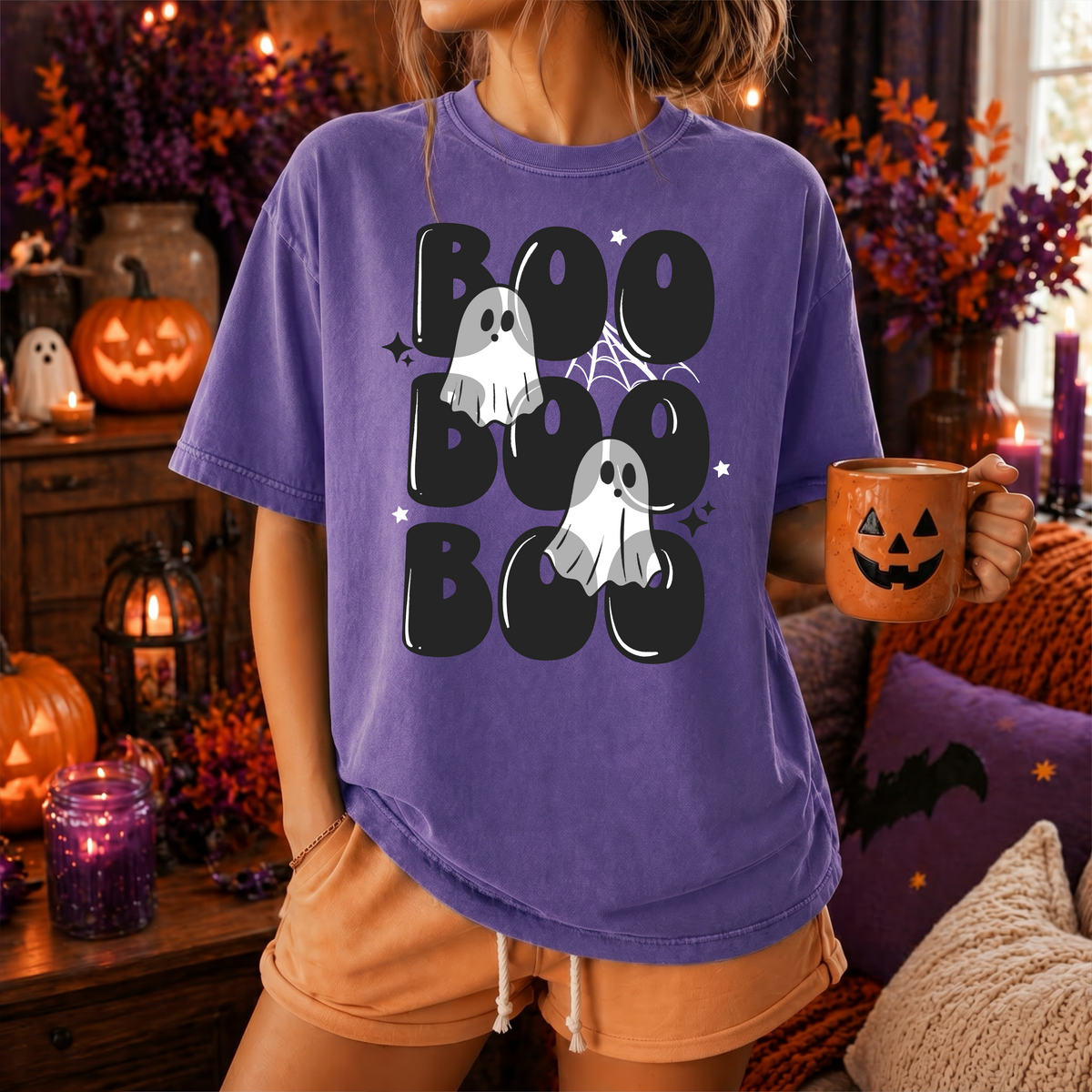 Boo Ghost (gray and white) PNG