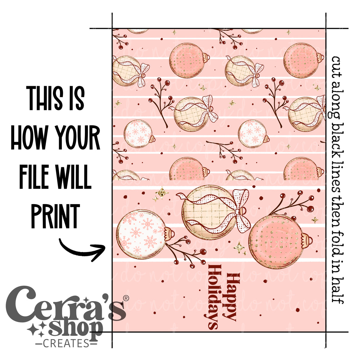 Happy Holidays Printable Card: digital download