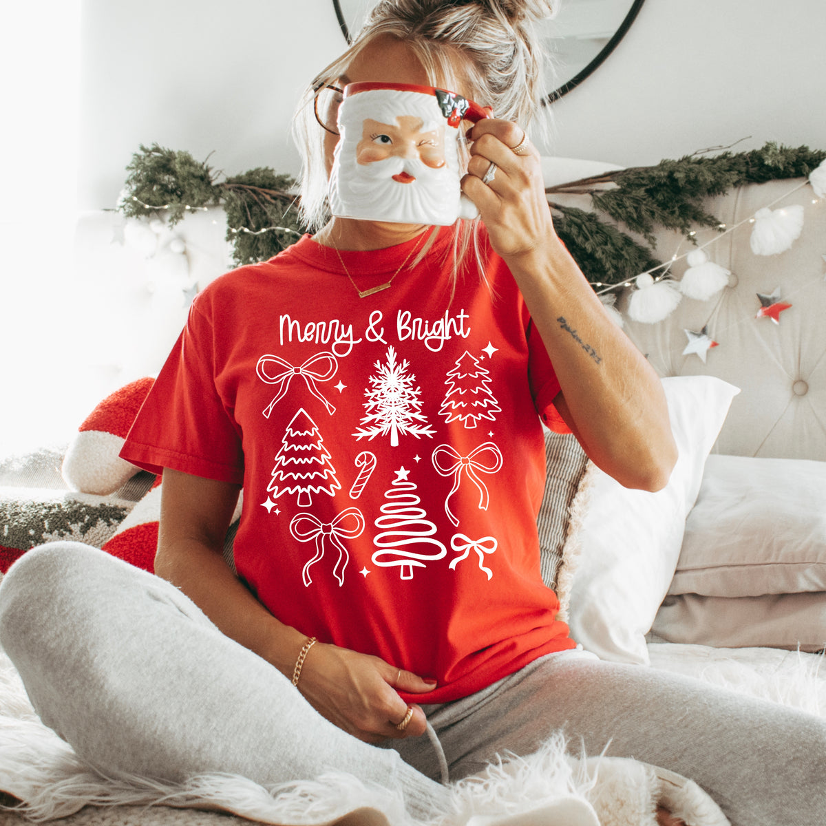 Merry Bright Trees Single Color PNG