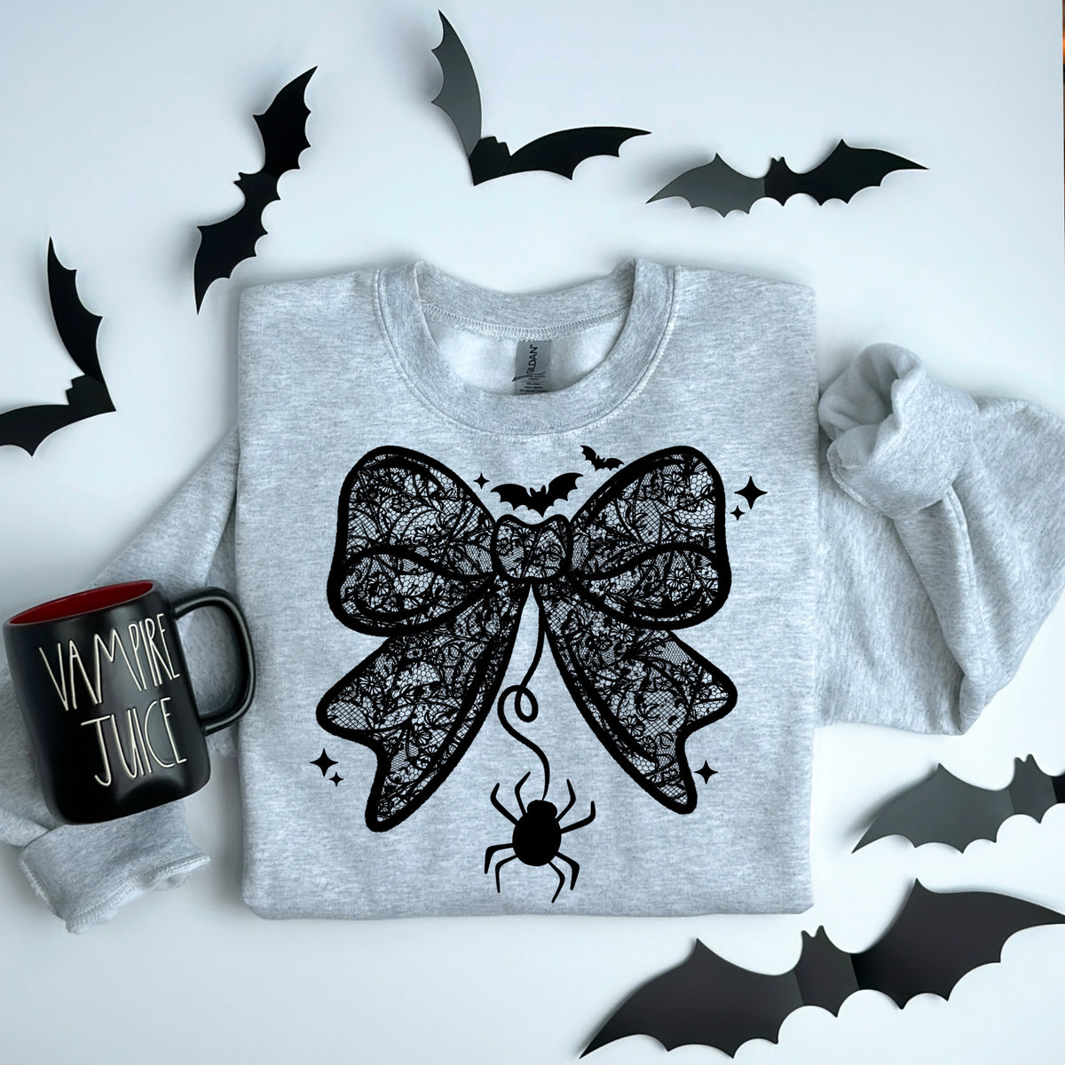 Lace Bow Spider single color (Black only) PNG