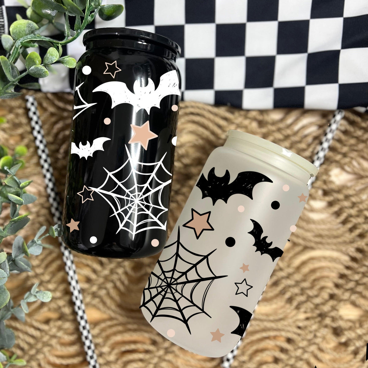 Star and bat accents 16oz Glass Wrap (white and black versions)