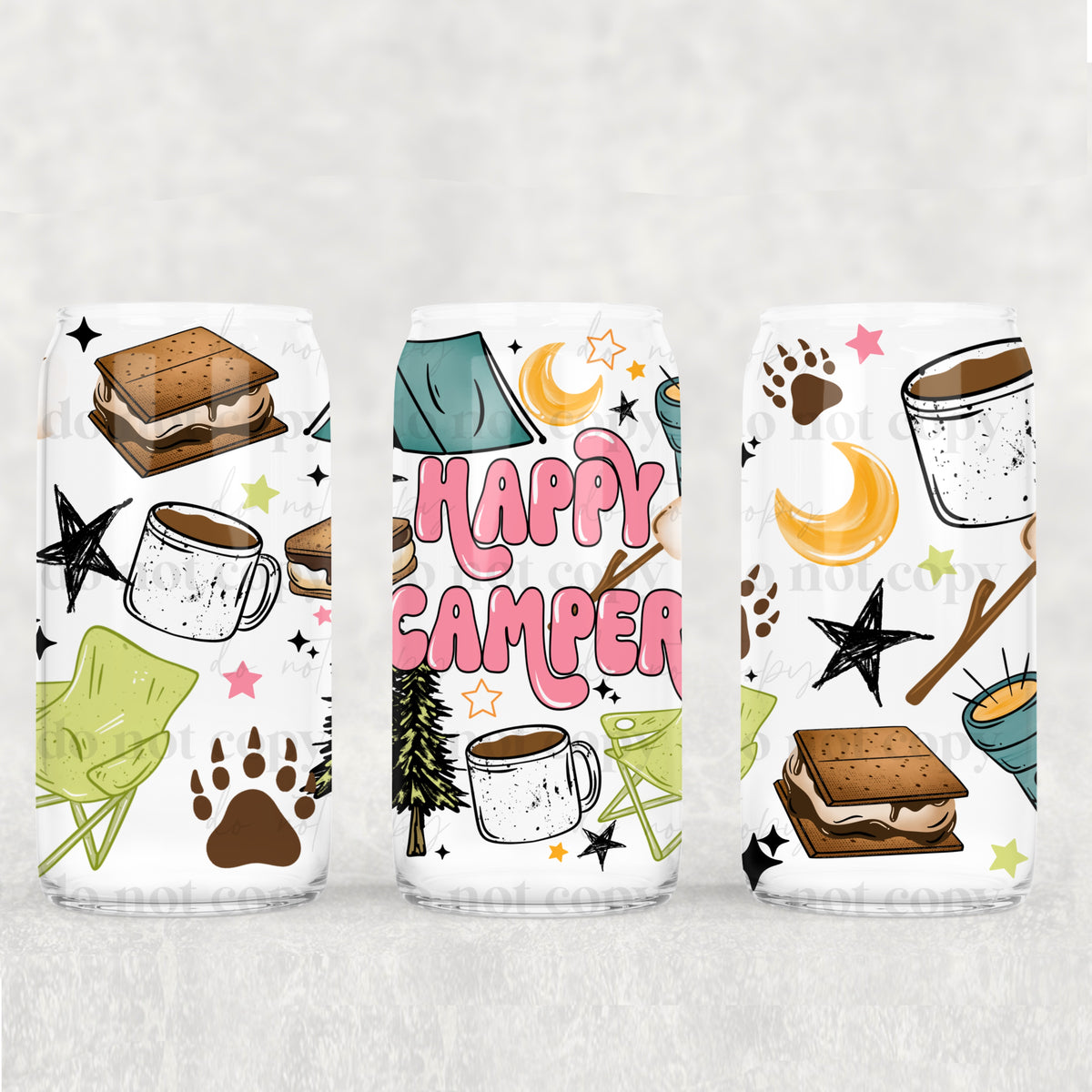 Happy Camper 16oz Glass Wrap