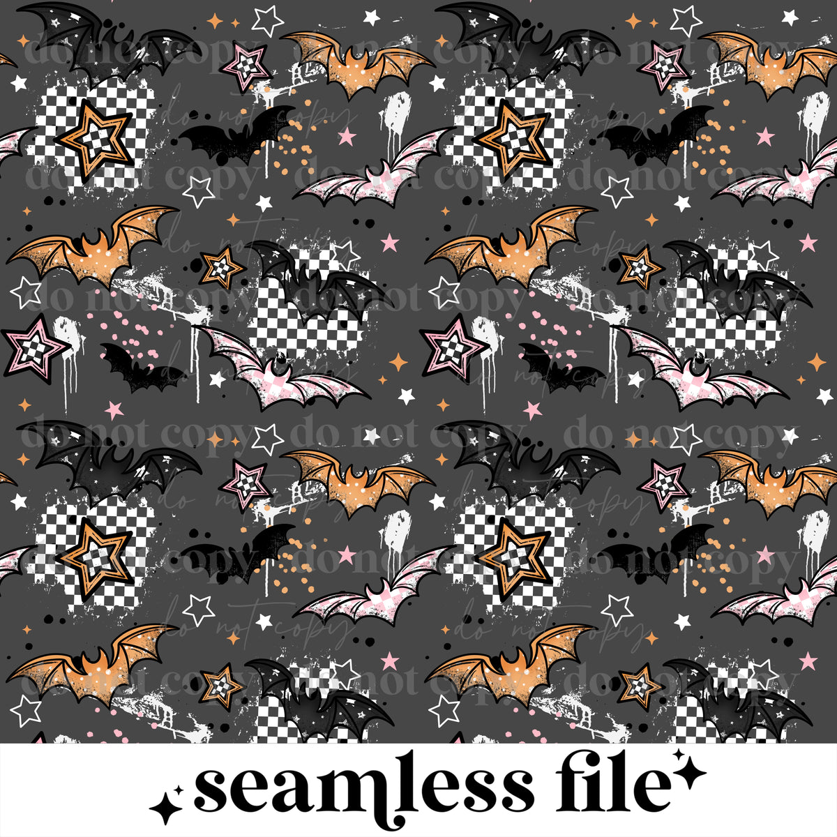 Grunge Patterned Bats Seamless