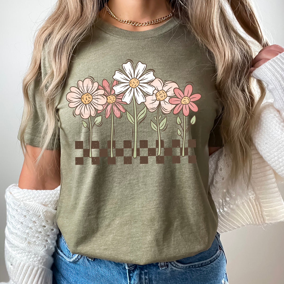 Spring Checker Florals PNG