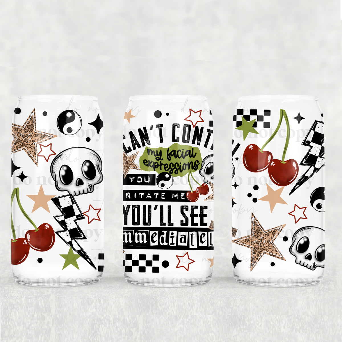 Facial Expressions 16oz Glass Wrap