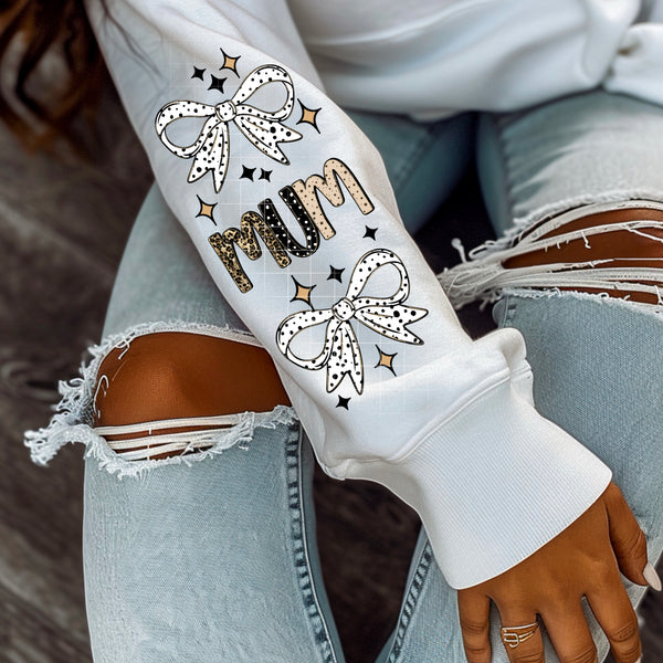 Mum Cheetah checker and bow w/ Sleeves PNG