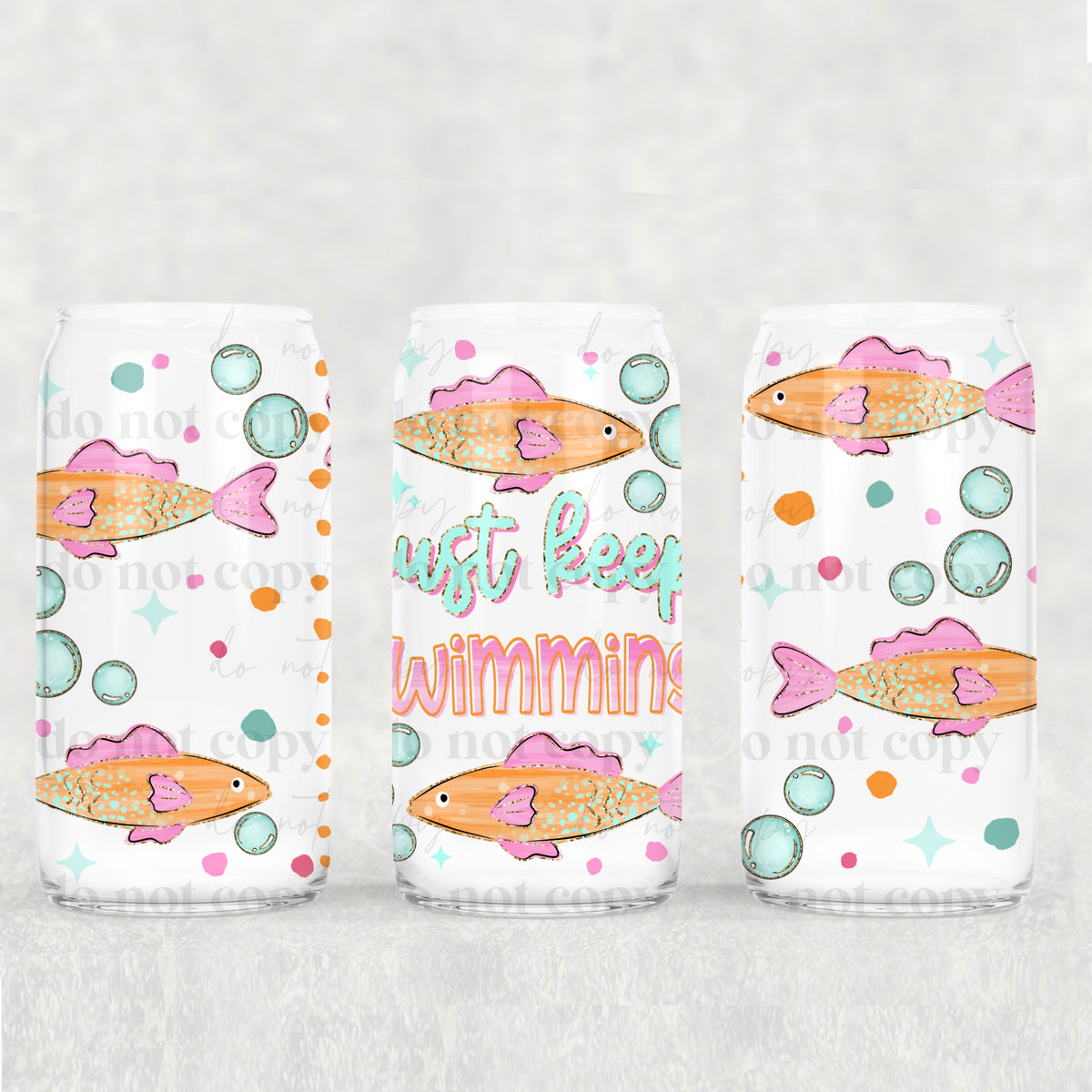 Keep Swimming fish 16oz Glass Wrap