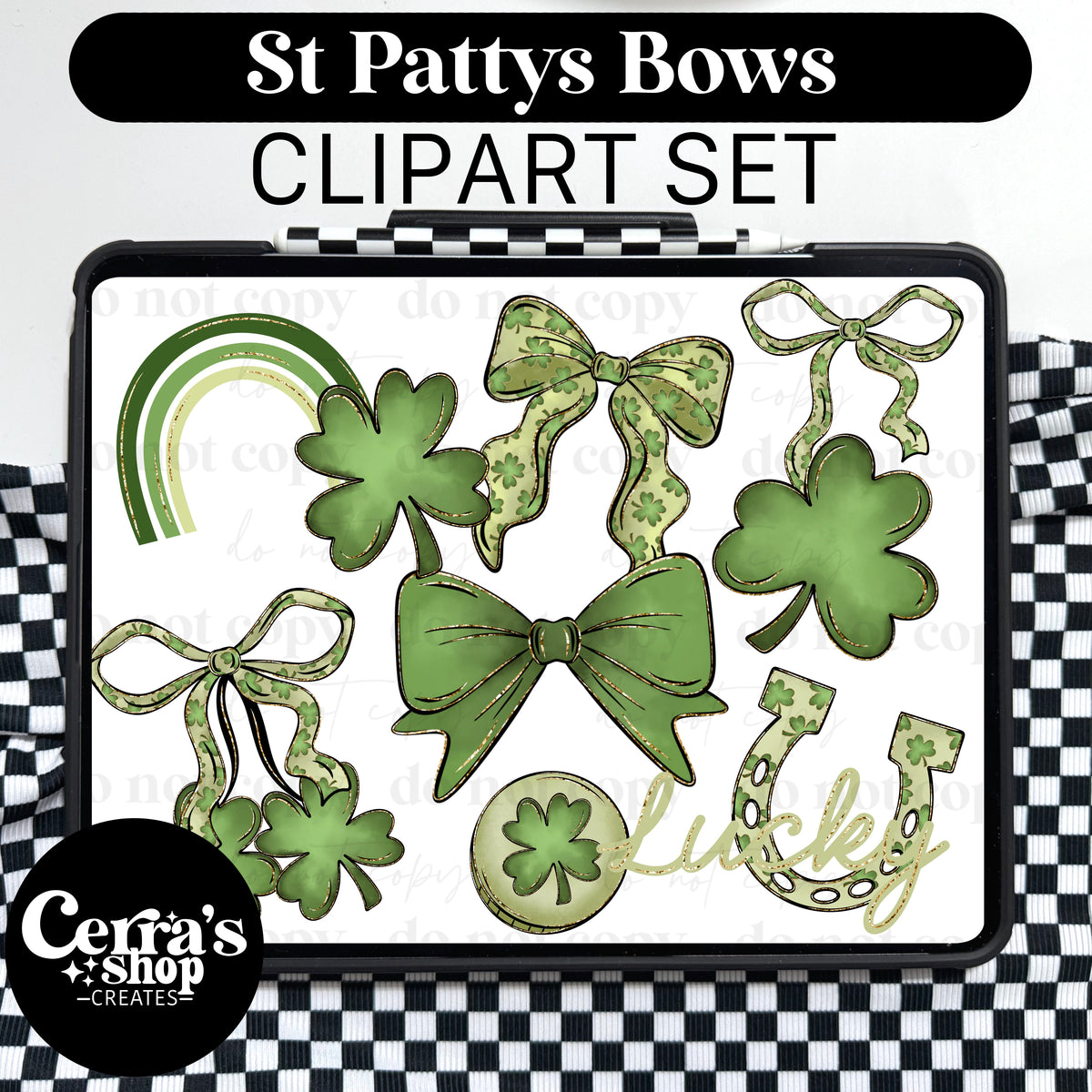 St Pattys Bows Clipart set