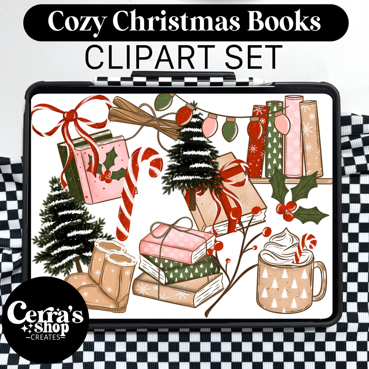 Cozy Christmas Books Clipart Set