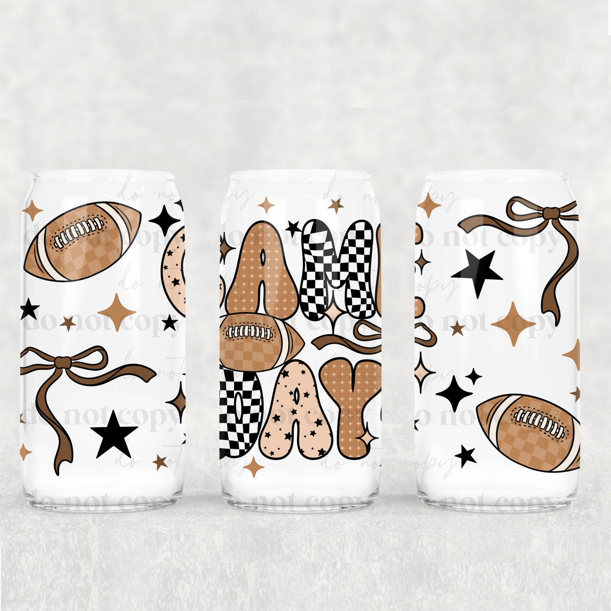Game Day Football 16oz Glass Wrap