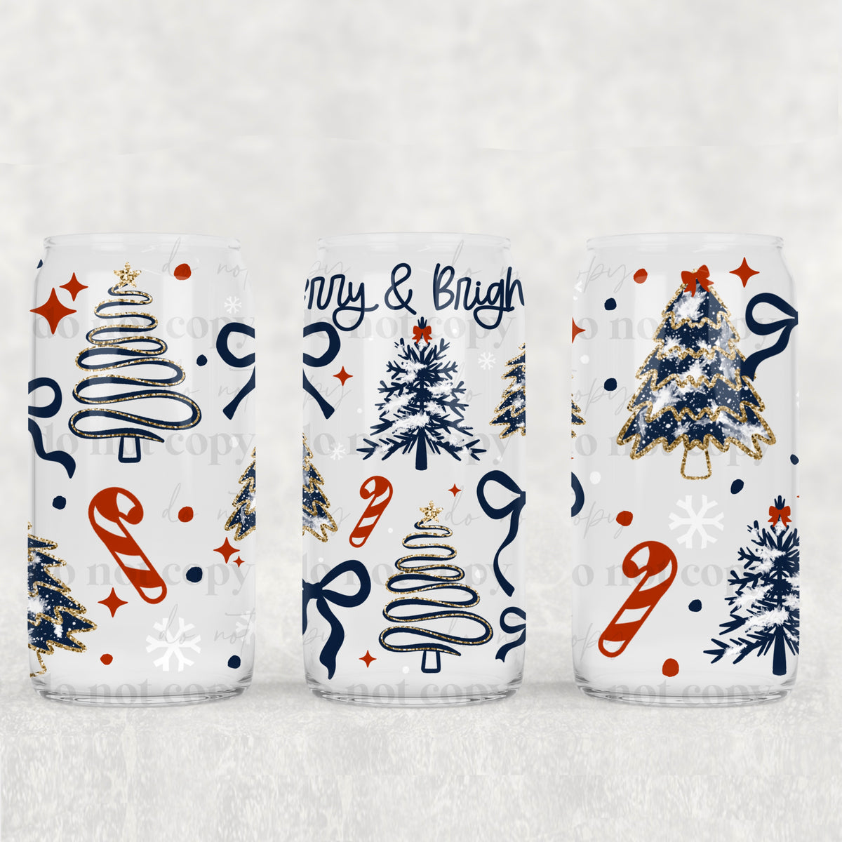 Merry bright Trees 16oz Glass Wrap