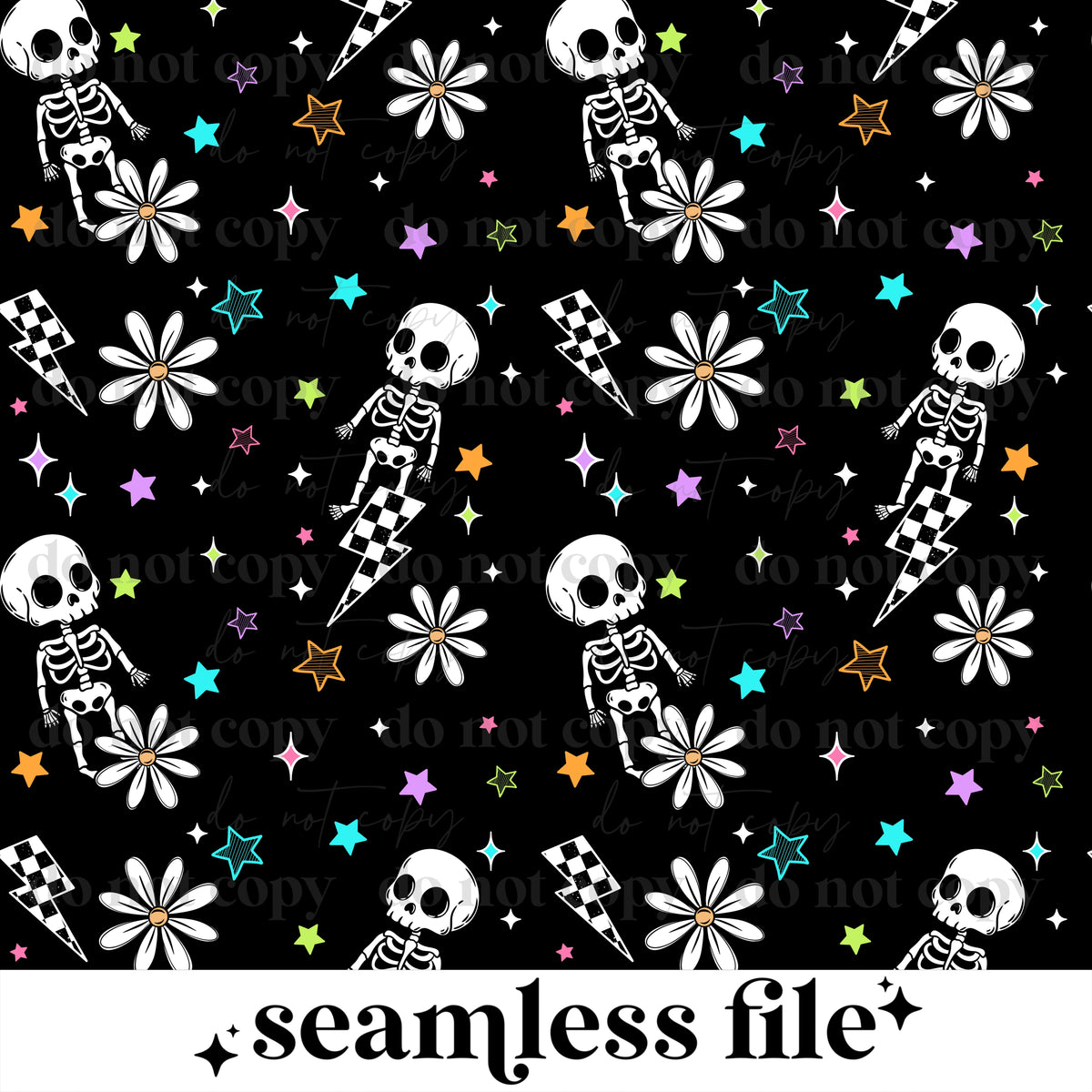 Floral Skellie Stars Seamless