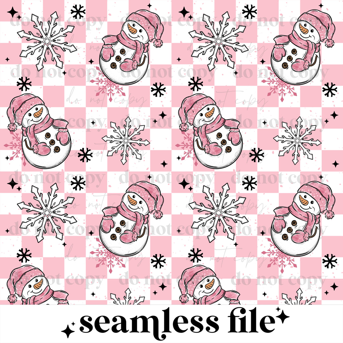Pink Snowman Seamless
