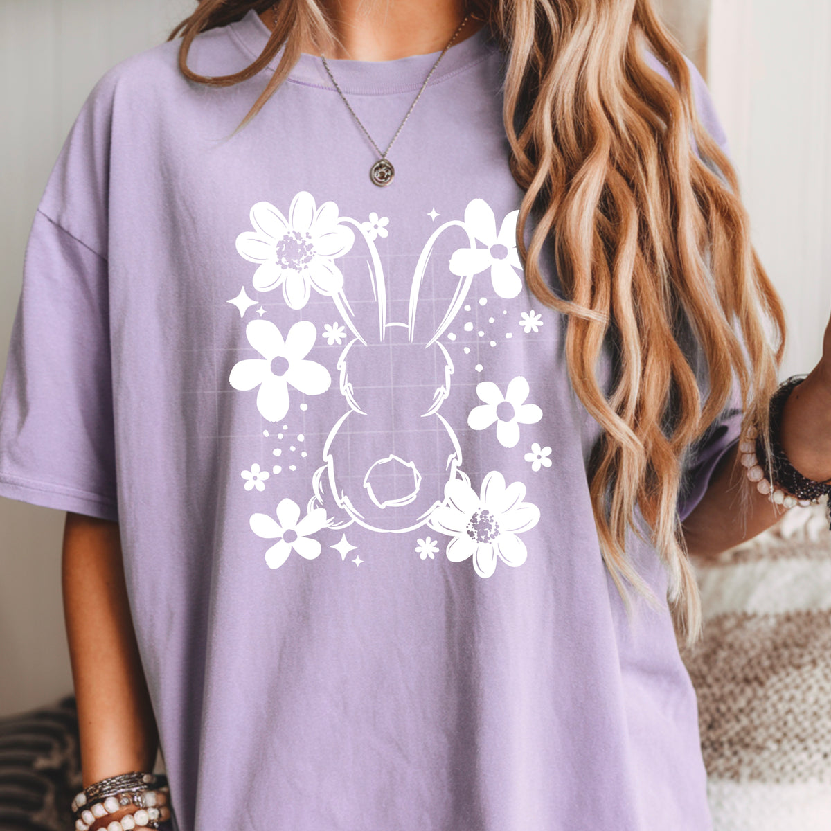 Floral Bunny single color PNG