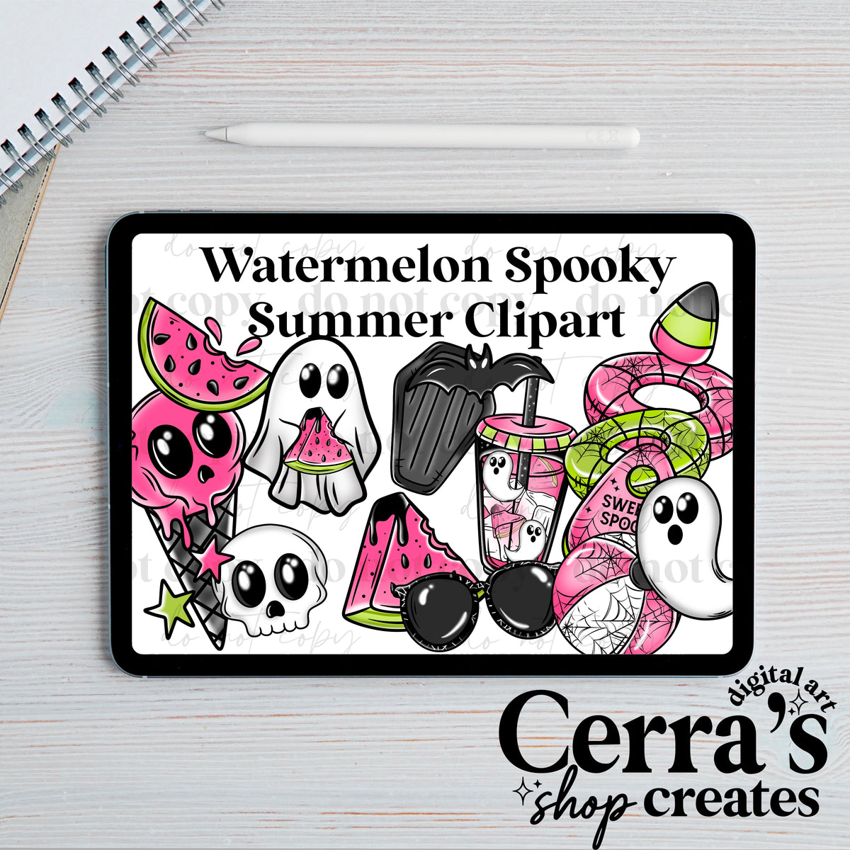 Watermelon Spooky Summer Clipart set