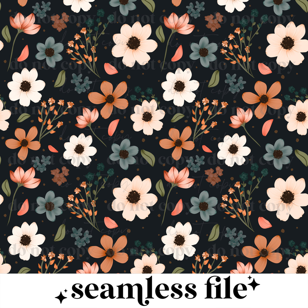 Wildflowers navy Seamless