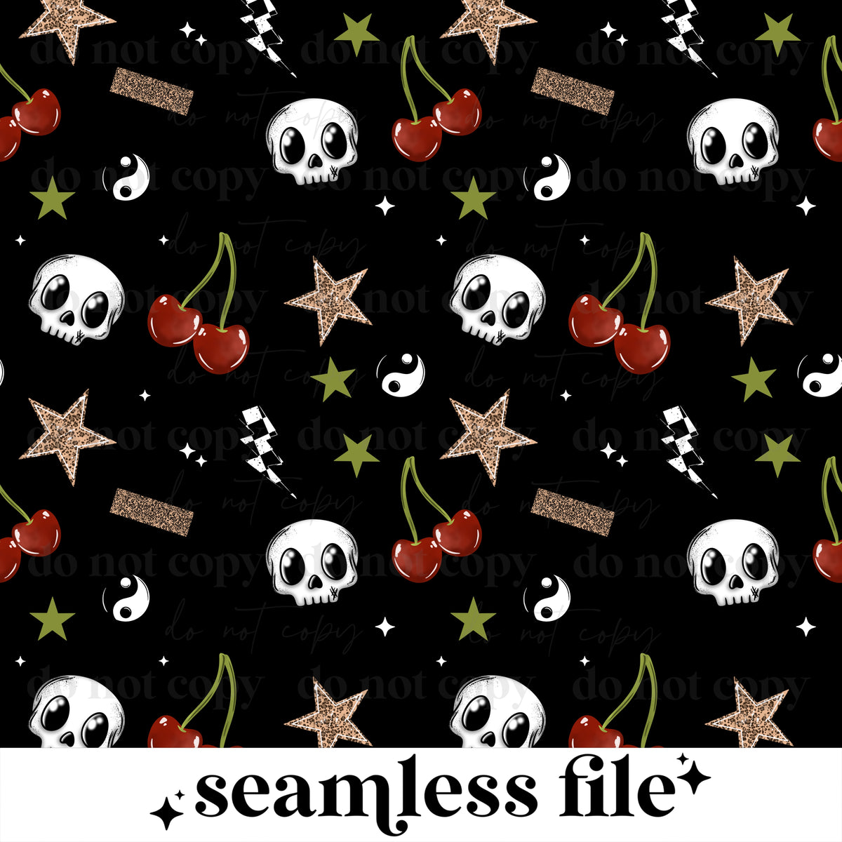 Skull and Cherry Seamless
